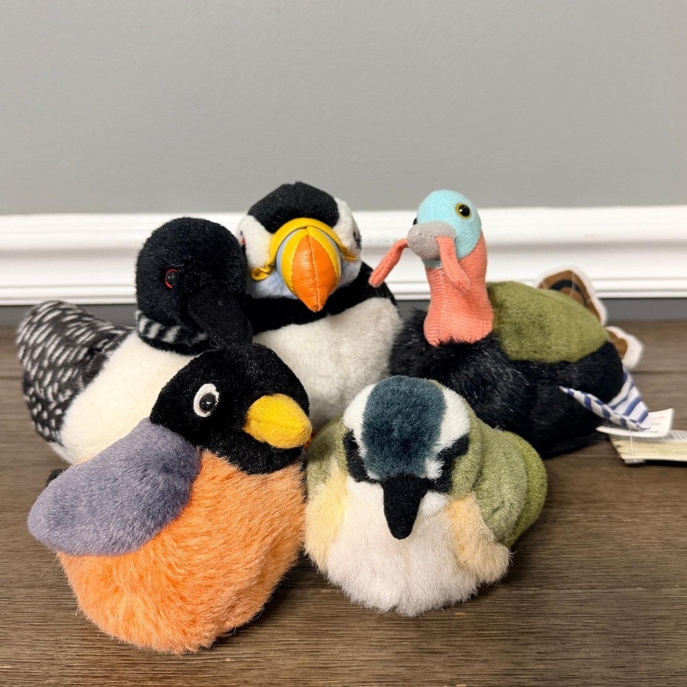 Vintage Audubon Birds Plush Stuffed Animal‎ Toys Lot of 5